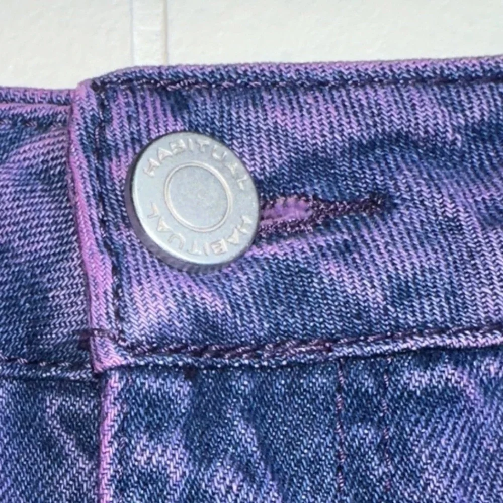 Habitual Girl Kids Purple Acid Wash High Waist Cargo Wide Leg Jeans Size 16